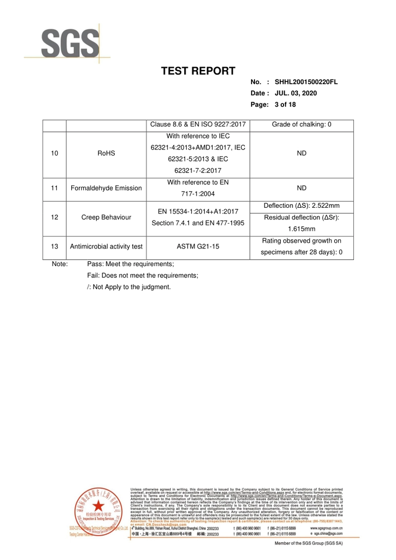 Performance Report of Co extruded Flooring G Series