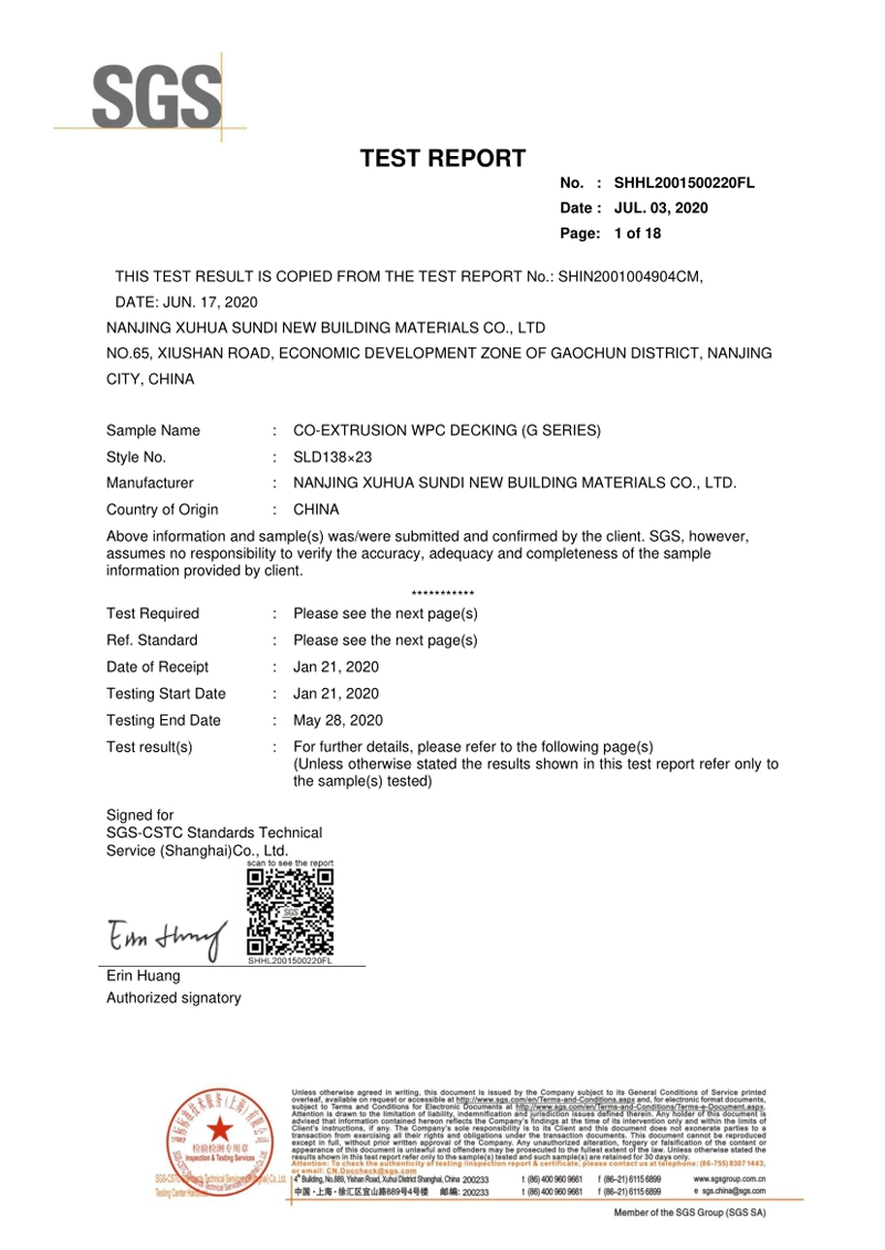 Performance Report of Co extruded Flooring G Series