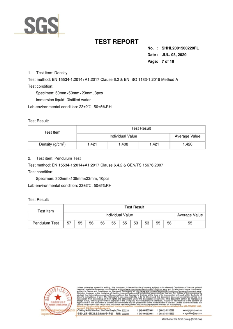 Performance Report of Co extruded Flooring G Series