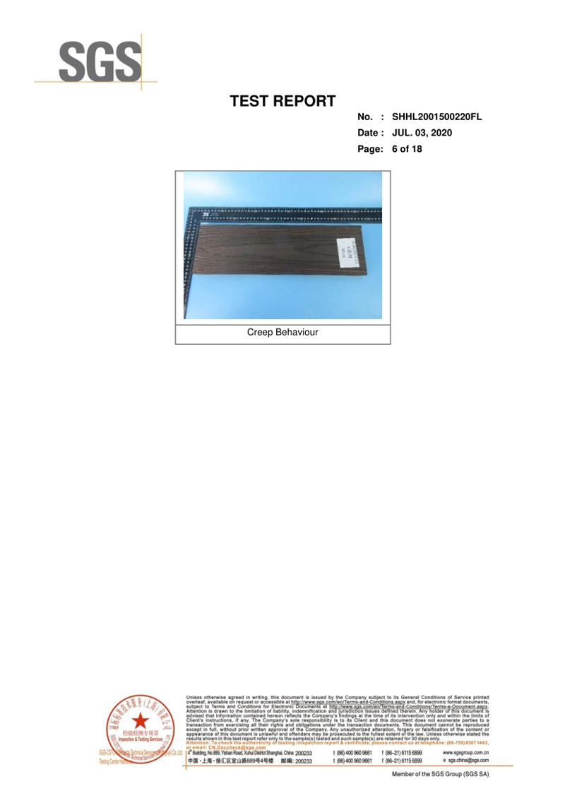 Performance Report of Co extruded Flooring G Series