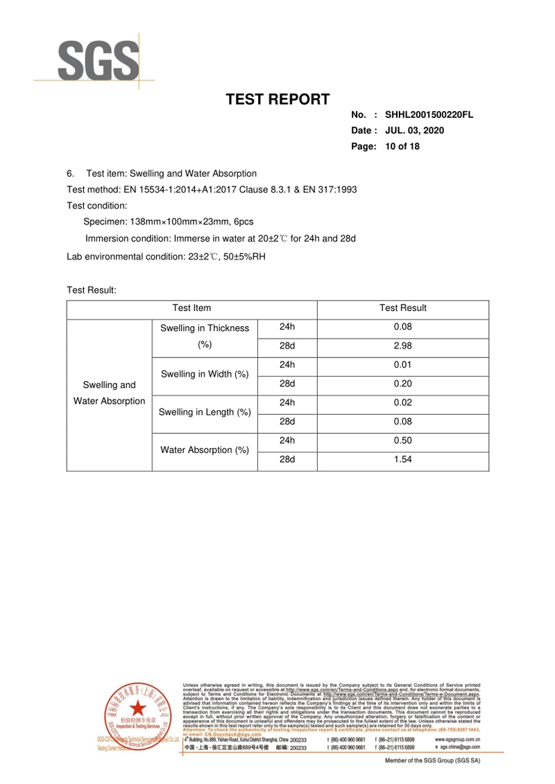 Performance Report of Co extruded Flooring G Series