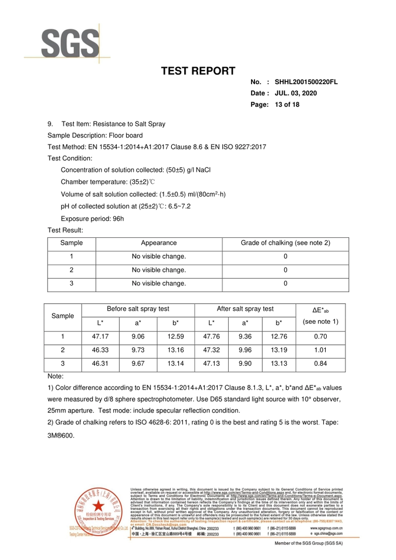 Performance Report of Co extruded Flooring G Series